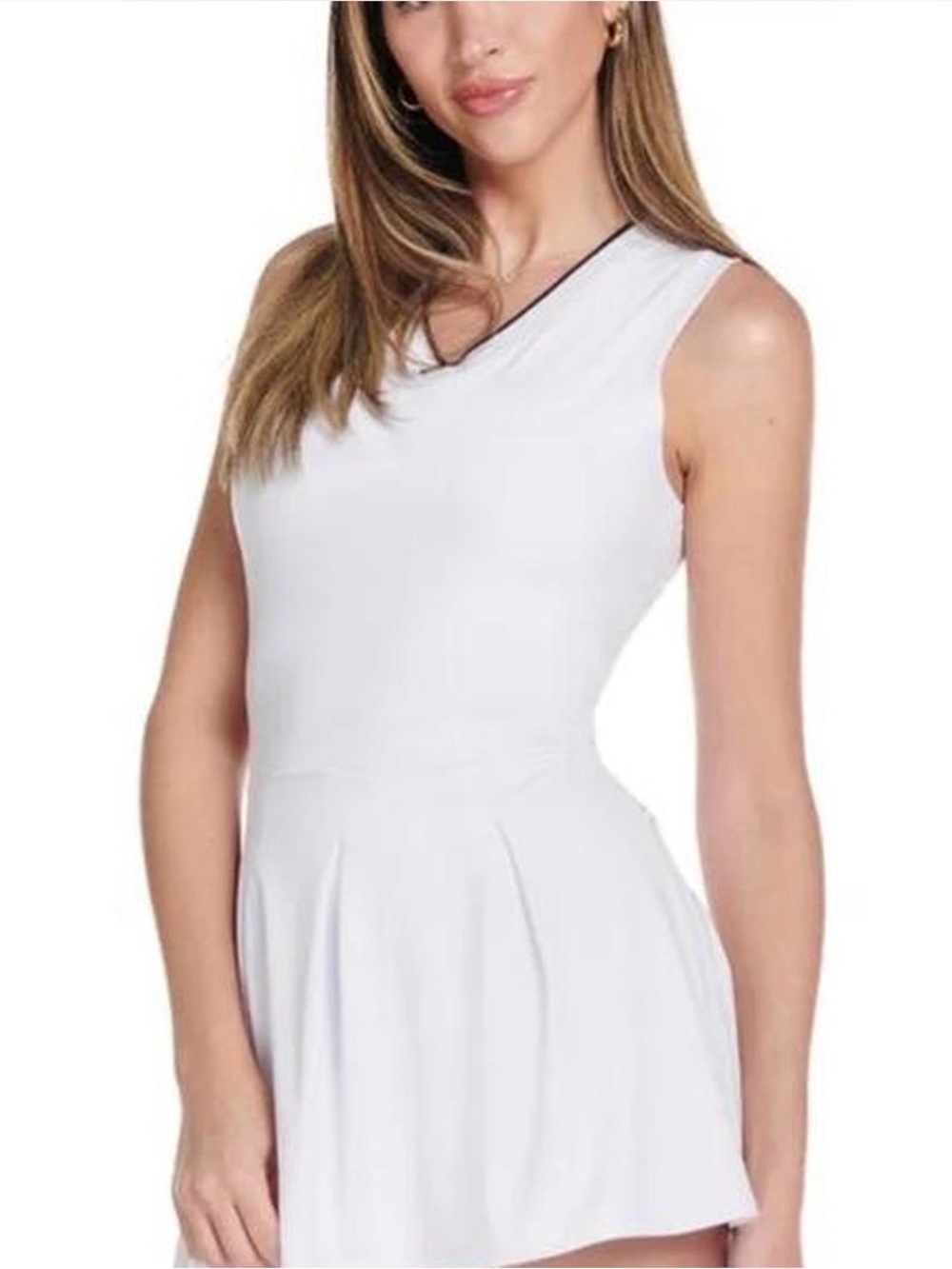 Kyodan White Tennis Dress with Contrast Neck Trim Old Money